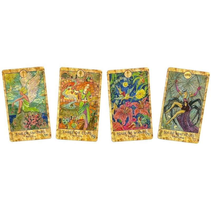 Fantasy World Tarot Deck featuring 78 intricately illustrated cards for deep self-discovery and insightful readings.
