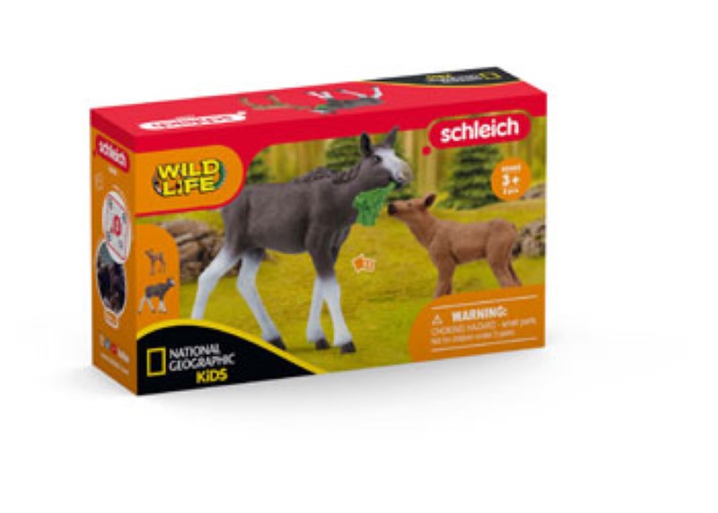 Adorable Schleich Moose Calf figurine, detailed and durable, ideal for imaginative play and educating young animal lovers.