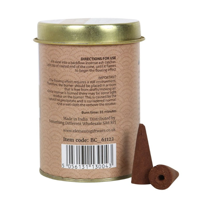 Set of 6 handmade Palo Santo backflow incense cones in tins, promoting relaxation with soothing aromas and impressive smoke displays.
