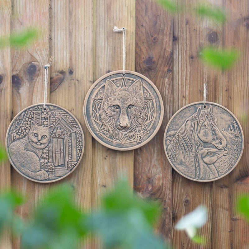 Apache Bronze Terracotta Plaque by Lisa Parker showcasing a sculpted Apache horse in elegant antiqued bronze finish.