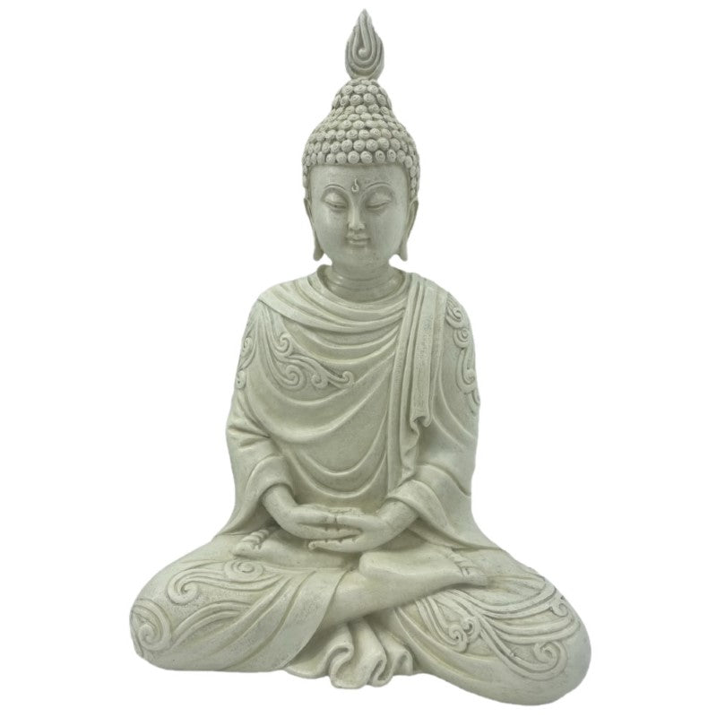 Antique effect Thai Buddha statue in cream, measuring 8x8x14.5 cm, exuding tranquility and mindfulness for your decor.