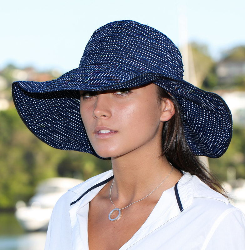 Navy Endless Summer Resort Hat for stylish sun protection, featuring UPF 50+, adjustable size, and packable design.