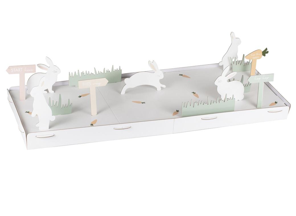 A vibrant Easter-themed grazing board featuring a festive egg hunt scene, perfect for holiday gatherings and showcasing treats.