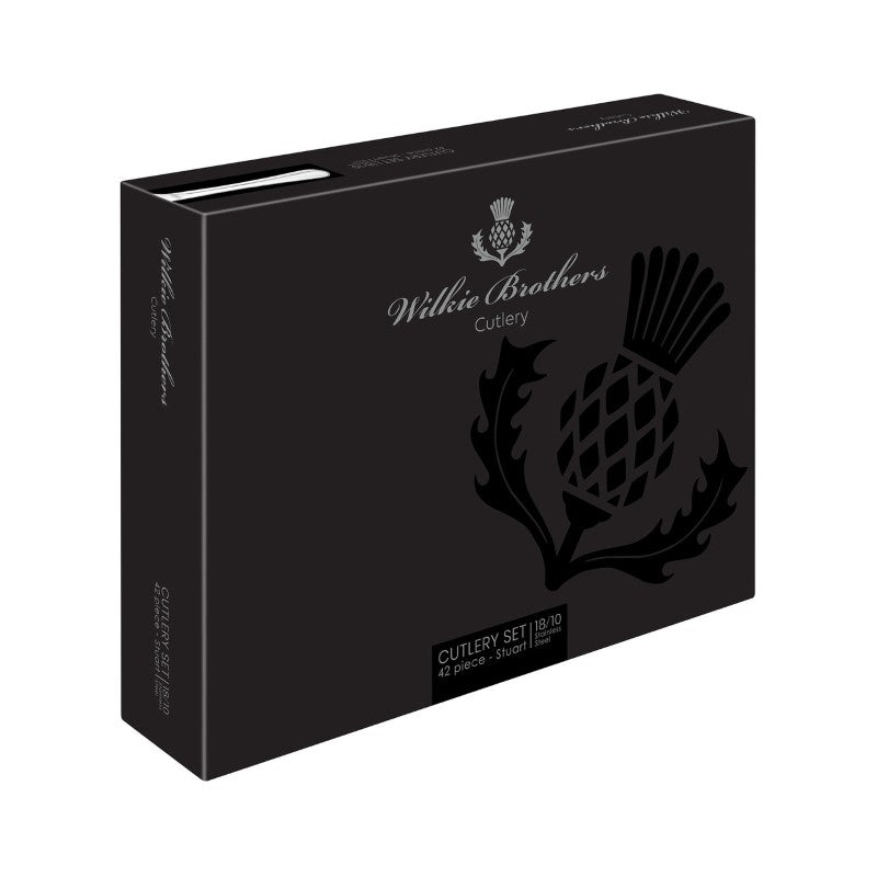 Wilkie Stuart 18/10 Cutlery Set (42pc) featuring elegant stainless steel flatware for six, perfect for any dining occasion.