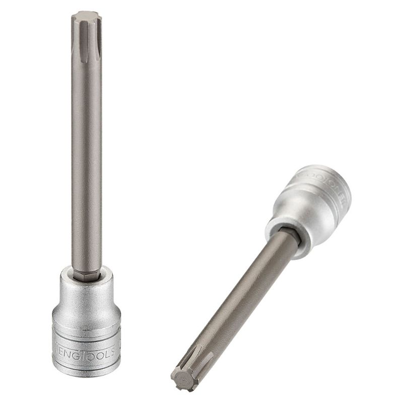 Teng 3/8in Dr. Long Ribe Bit Socket #08, durable tool for automotive repairs with extended reach for hard-to-access fasteners.