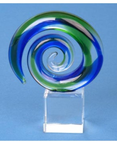 Elegant glass round Koru ornament, handcrafted, showcasing M?ori symbols of growth, perfect for Kiwiana decor and gifting.