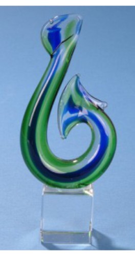 Kiwiana Glass Hook Ornament, hand-blown in New Zealand, symbolizes good fortune; beautifully packaged in a satin-lined gift box.