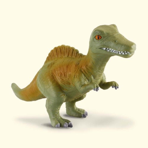 Small Spinosaurus baby figurine, 8.5cm x 4.5cm, featuring detailed sail structure, perfect for educational or decorative use.