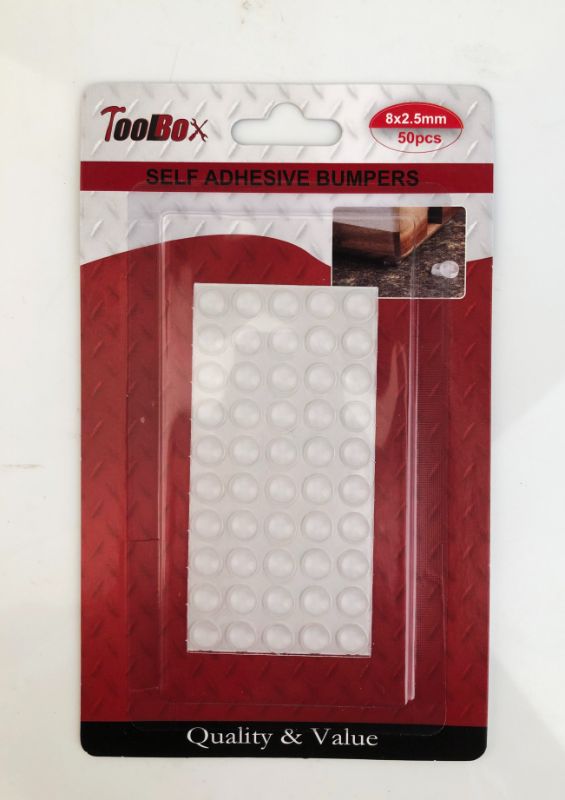 Self-adhesive 8MM stick bumpers in 12 packs, ideal for protecting surfaces and ensuring non-slip grips.