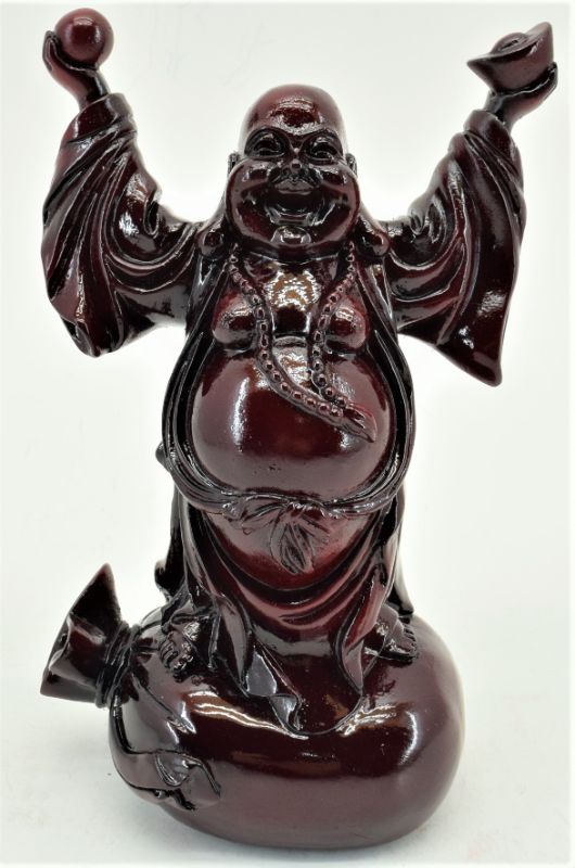Feng Shui Good Luck Buddha ornament, 15cm tall, exuding positive energy and intricate details for peace and prosperity.