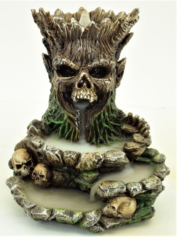 Ceramic Tree Man backflow incense burner with LED lights, creating a calming smoke flow and enchanting ambiance.