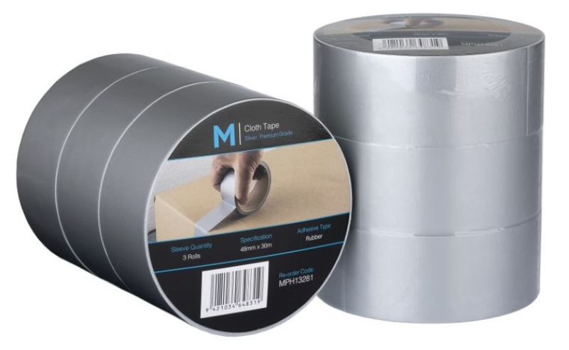 Premium silver cloth tape, 48mm x 30m, sturdy waterproof backing, high tack adhesive, ideal for crafting and repairs. Pack of 36.