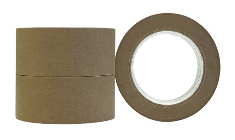 Kraft Paper Packaging Tape in tan, strong adhesive, 48mm x 50m, recyclable, ideal for sealing parcels and bookbinding. Pack of 36.