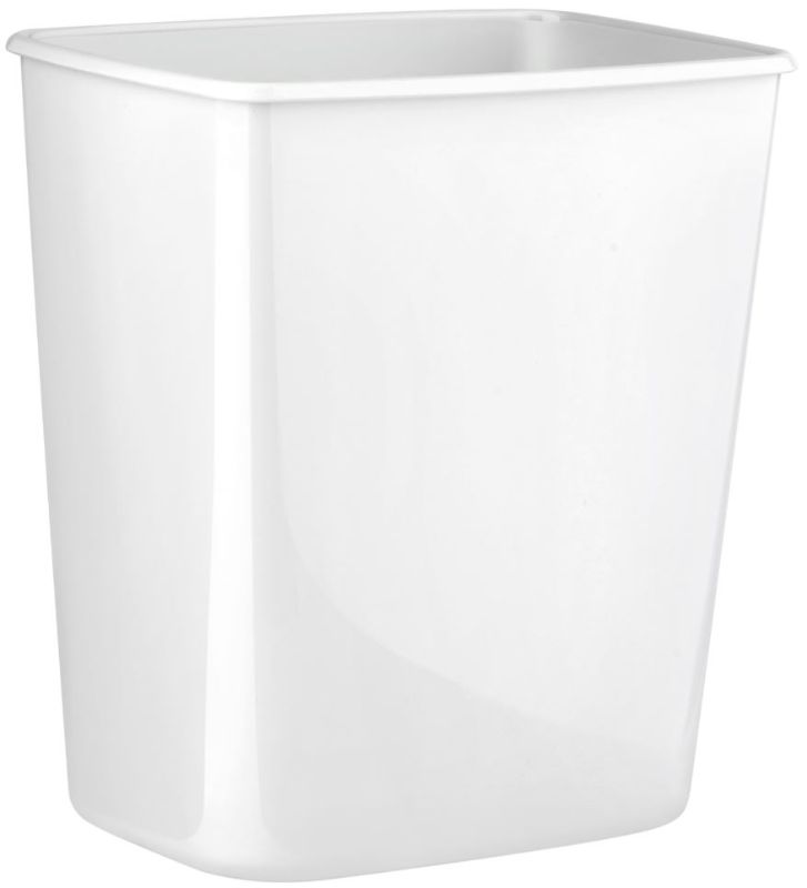 Sleek white 8L plastic bin, durable design for office and home, wall-mounted or free-standing, ideal for organized waste management.