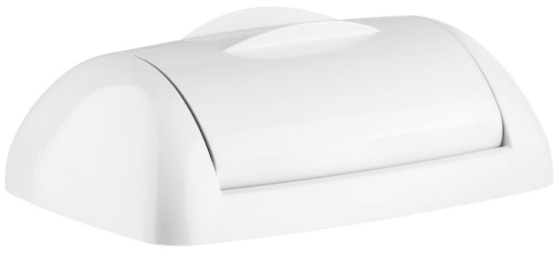 Plastic rectangle bin with an 8L capacity, white glossy finish, ideal for waste disposal in offices, hospitals, and kitchens.