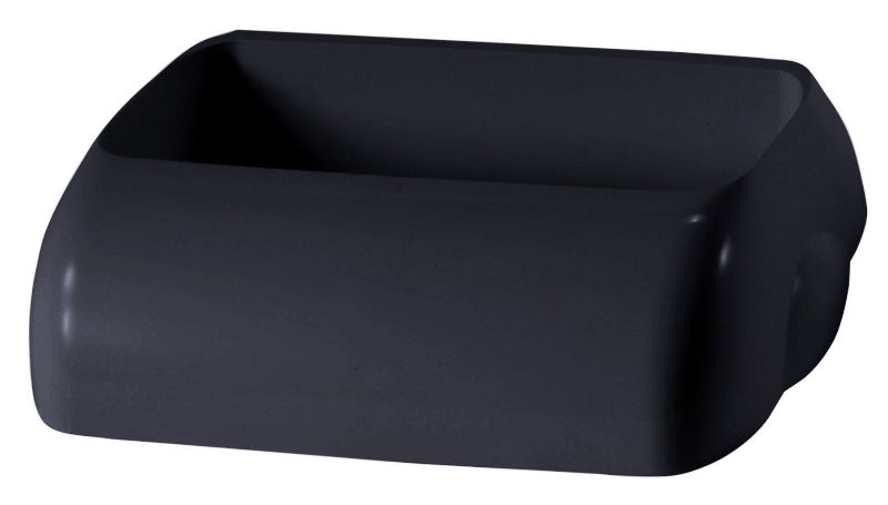 Wall-mounted 23L black bin with hidden lid for discreet waste management, perfect for offices and public spaces.