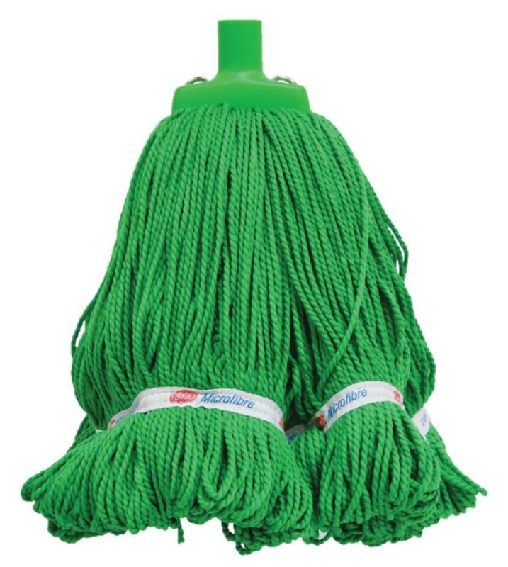 Looped green microfibre mop head, 400g, 330mm, designed for tangle-free cleaning and maximum floor coverage.