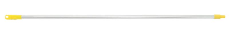 Durable yellow aluminium mop handle, 25mm x 1.5m, ergonomic grip, universal socket for versatile mop heads.