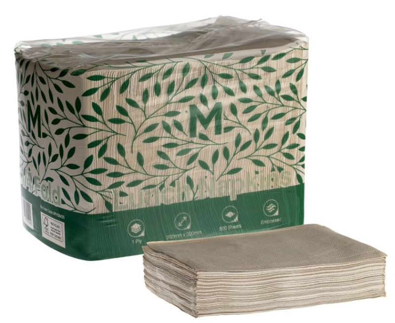 Premium brown lunch napkins, 1/4 fold, 300mm x 300mm, ideal for cafes and events, pack of 3000, embossed for absorbency.
