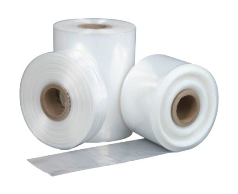 White polyethylene tubing roll, 500mm x 25kg x 120mu, ideal for custom bags, storage, and transportation protection.