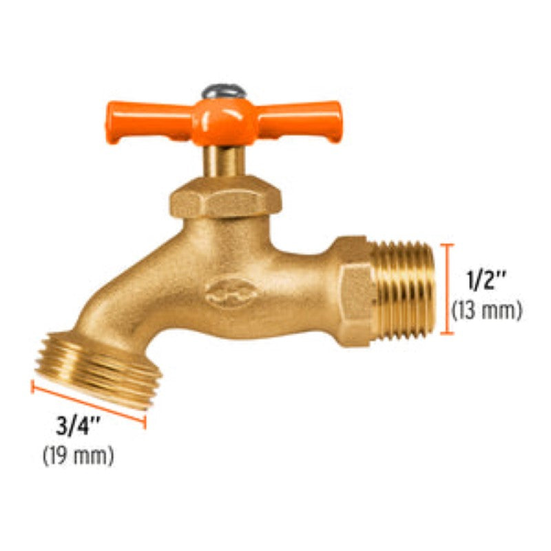 Unpolished brass hose tap with a sturdy metallic handle for efficient water flow management and leak prevention.