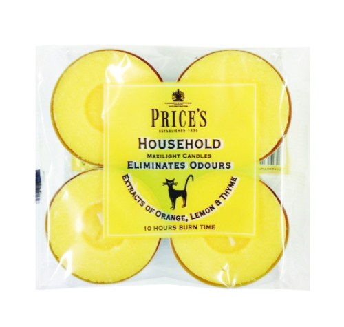 Prices Household Fresh Air Maxi Tealight 4Pk featuring citrus and herbal aromas, ideal for creating a soothing atmosphere.