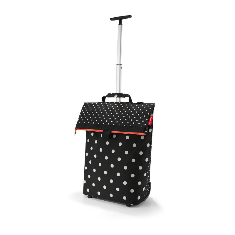 Reisenthel Trolley M Bag in Mixed Dots, a stylish 53cm rolling bag with 43L capacity and convenient telescopic handle.