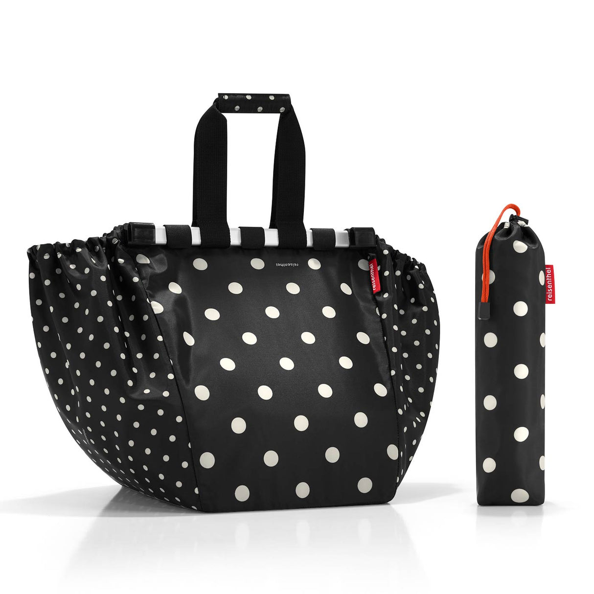 Reisenthel Easyshopping Supermarket Bag in Mixed Dots, a spacious, eco-friendly tote with cushioned handles and versatile storage options.