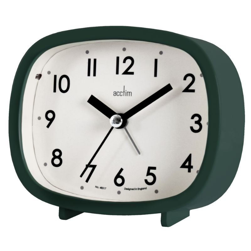 Urban Jungle alarm clock with retro design, easy-to-read dial, snooze, light, and non-ticking hand; perfect for stylish homes.