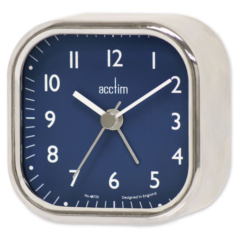 Chrome-accented retro alarm clock with easy-to-read dial, beep function, and quartz movement, perfect for bedside tables.