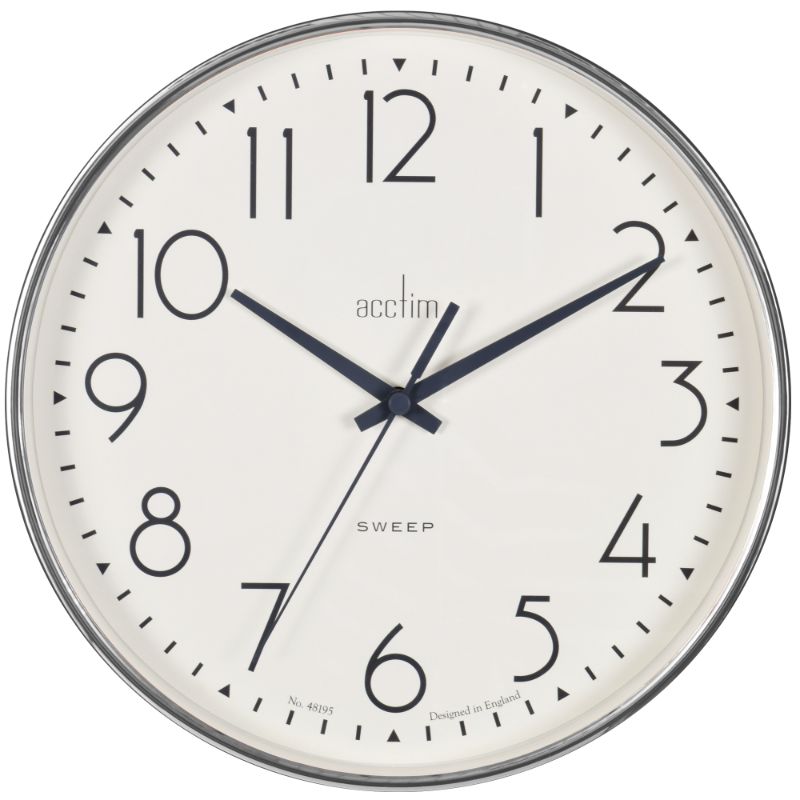 Stylish 25cm retro chrome wall clock with non-ticking sweep hand and durable glass lens, perfect for any decor.