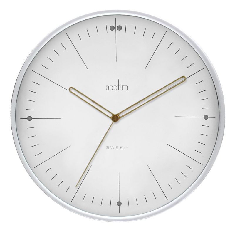 Oversized white minimalist wall clock with hollow baton hands and silent sweep movement, perfect for modern home decor.