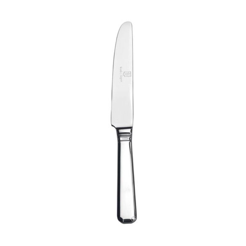 Elegant stainless steel dessert knife with bevelled edges, perfect for serving cakes and pastries at any occasion.