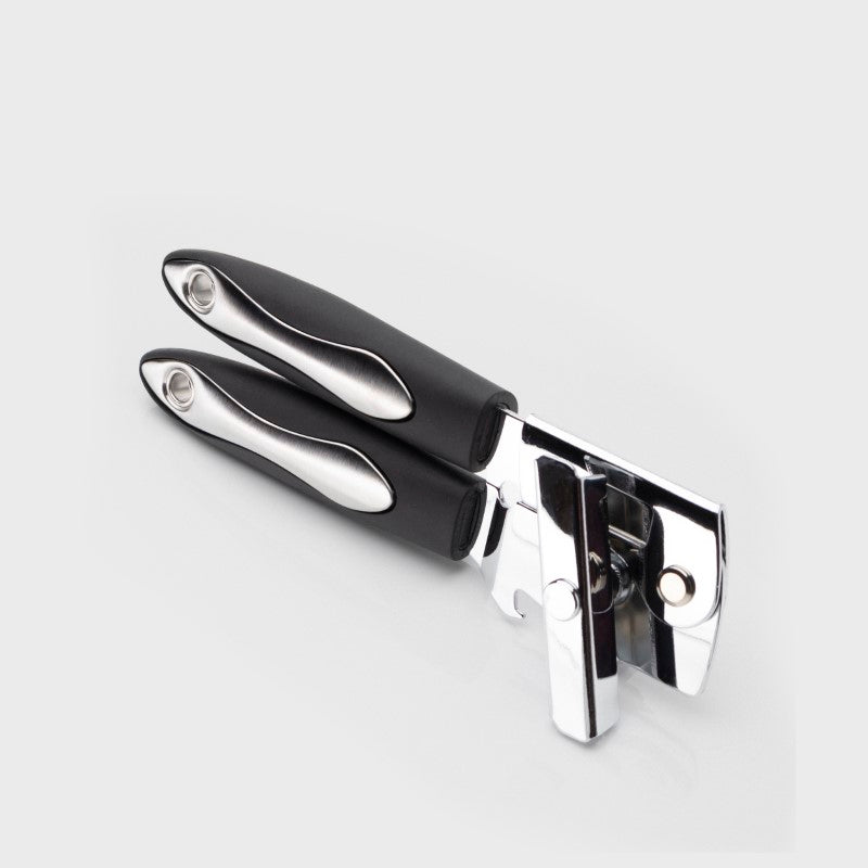 High-performance can opener with ergonomic handle and built-in bottle cap opener for effortless can and bottle opening.