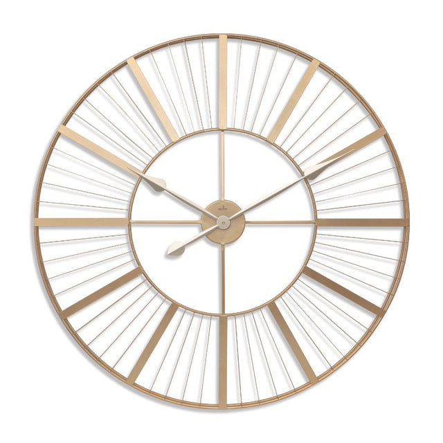 Elegant 80cm gold wall clock with sunray batons, weather-resistant for indoor/outdoor use, stylish and functional decor piece.