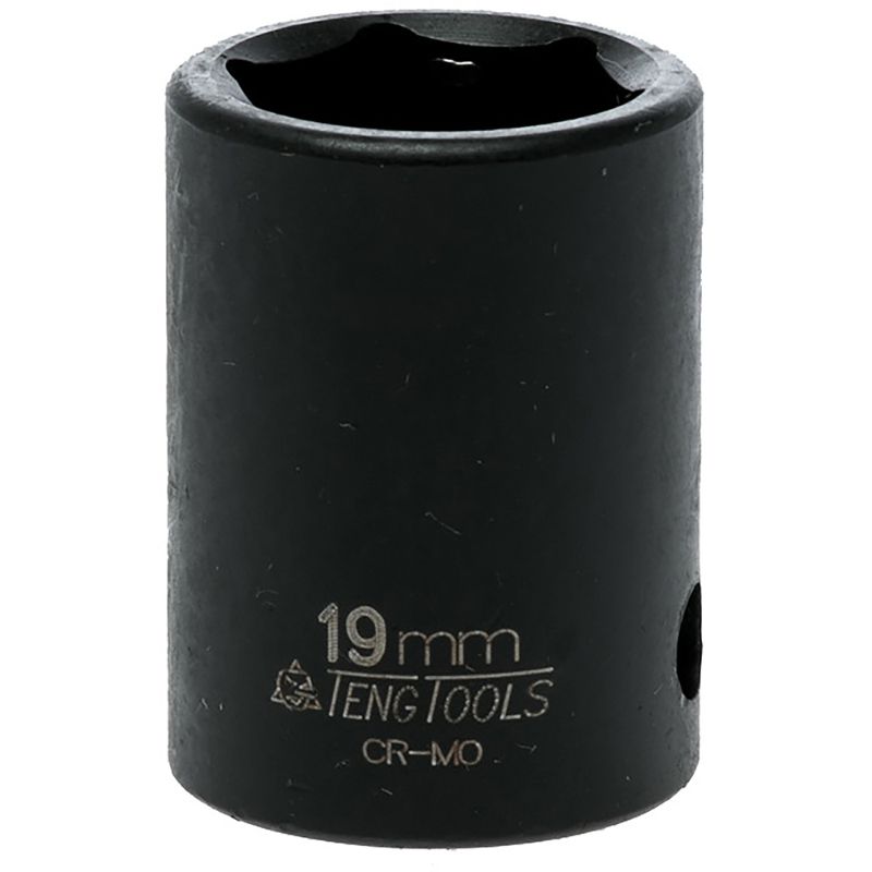 Teng 1/2in Dr. Impact Socket 19mm ANSI, durable chrome vanadium steel tool for optimal torque and heavy-duty tasks.