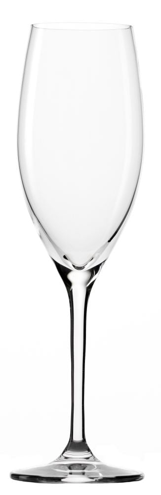 Set of 6 Stolzle Classic champagne flutes, 240ml, lead-free crystal, elegant design, perfect for celebrations and durability.
