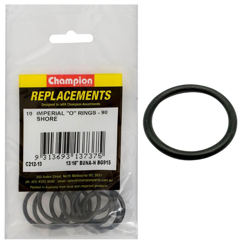 Premium 13/16 inch O-Ring set, 10 pieces, designed for durable sealing in automotive, HVAC, and plumbing applications.