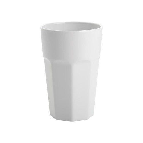 Set of 6 Jab White Tumblers, 500ml, durable melamine with porcelain-like finish, perfect for outdoor dining and easy cleaning.