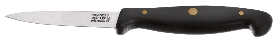 High carbon stainless steel vegetable knife with 8cm blade, ergonomic handle for precision cutting and comfort.