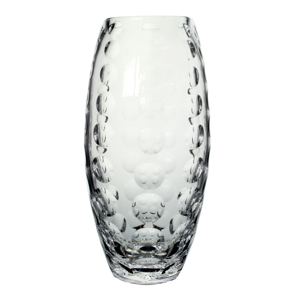 Elegant 22.5cm Nemo Drum Vase in crystal, perfect for showcasing flowers or as a stylish home decor centerpiece.