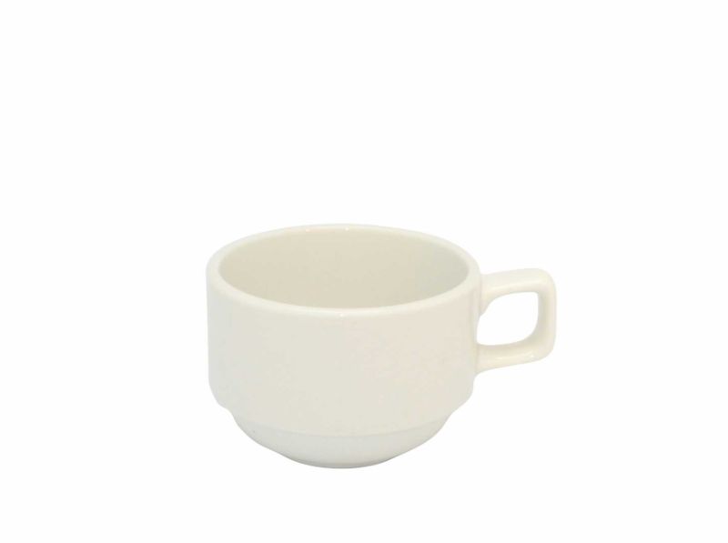 Elegant 200ml porcelain Rockingham Demitasse coffee can, stackable, dishwasher and microwave safe for convenient coffee serving.