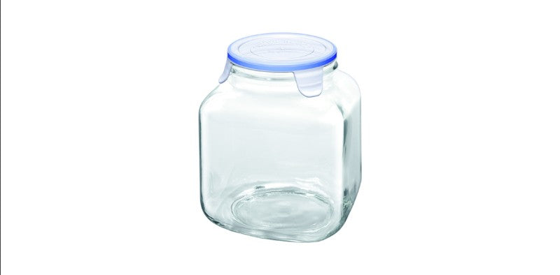 Borgonovo Superblock Jar with 2000ml glass body and lightweight snap-on lid for secure food storage.