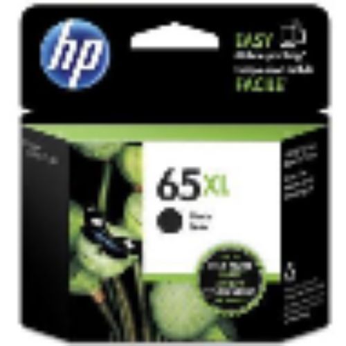 HP 65XL black ink cartridge for inkjet printers, high yield for 300 pages, ensures vibrant prints and efficient performance.