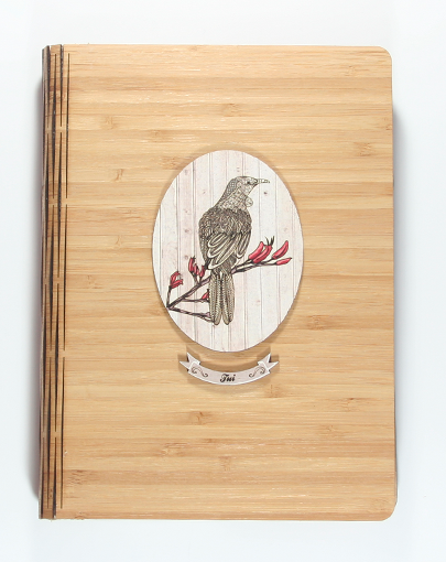 Stunning bamboo journal with tribal husky design, perfect for gifts; FSC certified and beautifully presented.