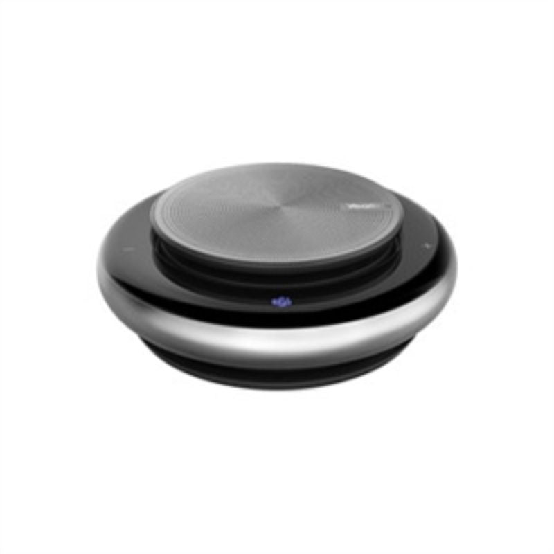Ultra-compact CP900 speakerphone with HD voice, 2m mic range, noise suppression, and 12-hour talk time for crystal-clear communication.