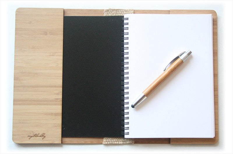 Kiwana Printed Bamboo Journal featuring a vibrant kiwi and bee design, eco-friendly and perfect for on-the-go writing.