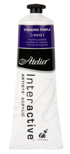 Acrylic paint tube in Dioxazine Purple, ideal for vibrant artwork with controlled and fast-drying techniques.