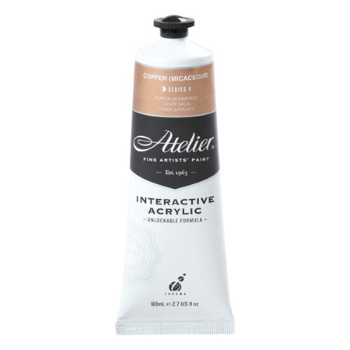 Atelier 80ml Copper Acrylic Paint, versatile for blending and layering, features a stunning metallic finish, ideal for all artists.