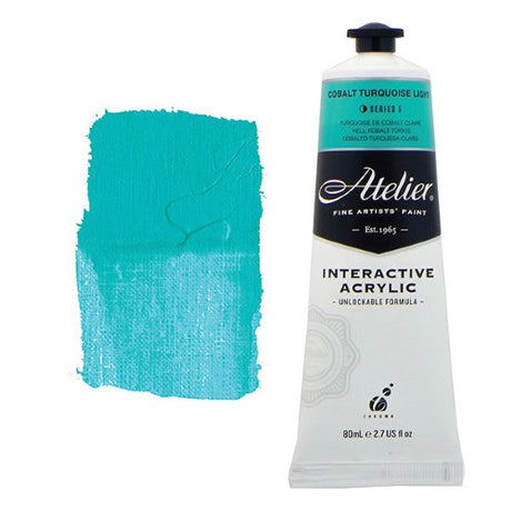 Acrylic paint in Cobalt Turquoise Light, ideal for blending and layering, perfect for landscapes and abstract art.